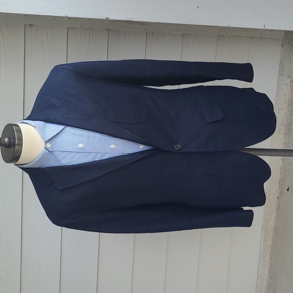 Polo Ralph Lauren Other - POLO RALPH LAUREN Vtg Dark Navy Weave LINEN Mens Sz 40 R Sport Coat Blazer RARE